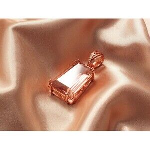 925 Sterling Silver Pink Morganite Necklace Rose Gold Gemstones Necklace Pendant